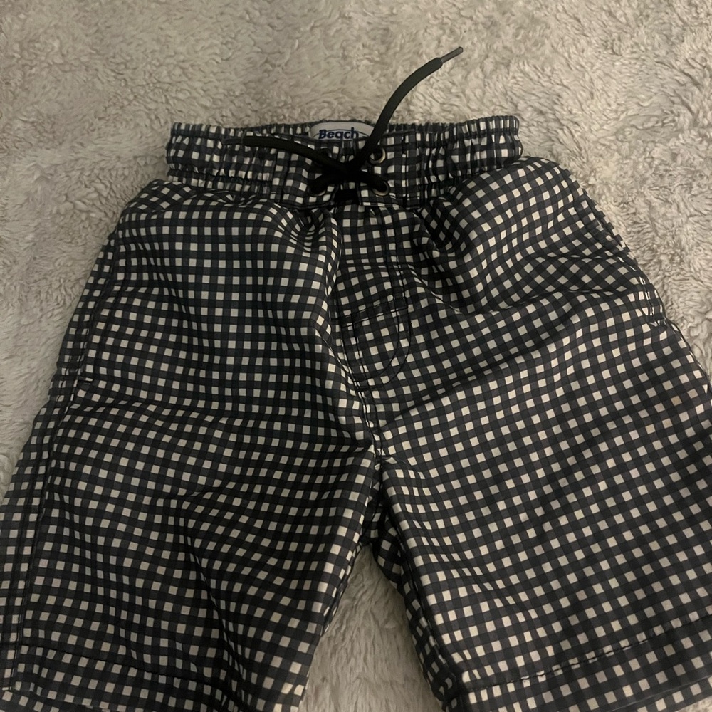 Boy’s Black and White Checkered Swim Shorts